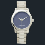 Unieke cadeaus voor mannen Navy Blue Zilveren horl Horloge<br><div class="desc">Unieke cadeaus voor mannen - groot navy-blauw zilveren armbandhorloge met aanpasbare tekst. Je kunt je eigen horloge maken,  voeg gewoon je naam of een andere tekst toe. Unieke cadeaus voor mannen voor verjaardag,  Kerstmis,  Vaderdag of elke andere dag... </div>