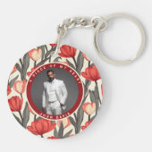 Unieke cadeaus voor vader aangepaste foto tulp sleutelhanger (Achterkant)