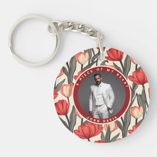 Unieke cadeaus voor vader aangepaste foto tulp sleutelhanger (Voorkant)