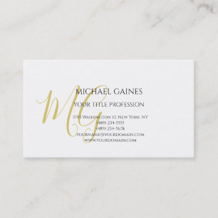 Unieke Calligrafie Gold Color Monogram White Visitekaartje