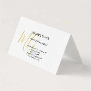 Unieke Calligrafie Gold Color Monogram White Visitekaartje