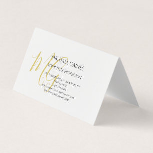 Unieke Calligrafie Gold Color Monogram White Visitekaartje