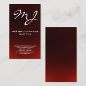 Unieke Calligrafie Monogram donkerrood Visitekaart Visitekaartje (Voorkant / Achterkant)