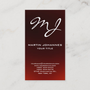 Unieke Calligrafie Monogram donkerrood Visitekaart Visitekaartje