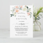Unieke Calligrafie Roze Flowers Virtuele Baptisme Kaart (Staand voorkant)