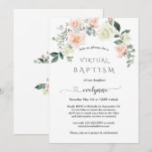 Unieke Calligrafie Roze Flowers Virtuele Baptisme Kaart (Voorkant / Achterkant)
