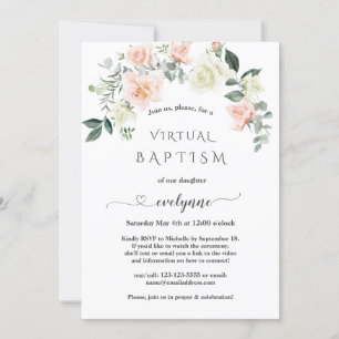 Unieke Calligrafie Roze Flowers Virtuele Baptisme Kaart