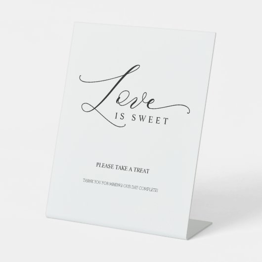 Unieke Calligrafie Script Love is Sweet Reclamebord Met Voetstuk (Voorkant)
