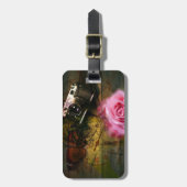 Unieke  camera, klok en bloem bagagelabel (Voorkant verticaal)