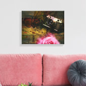 Unieke  camera, klok en bloem canvas afdruk (Insitu (Woonkamer))