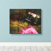 Unieke  camera, klok en bloem canvas afdruk (Insitu (Houten vloer))