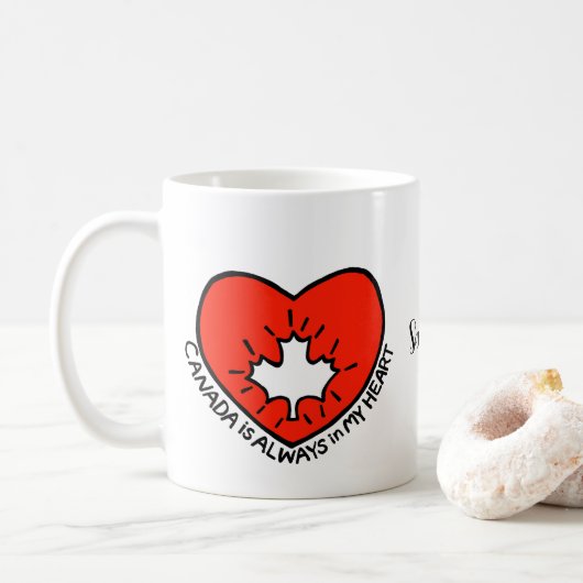 Unieke Canadese Gift Custom Naam Canada Hart Koffiemok (Met donut)