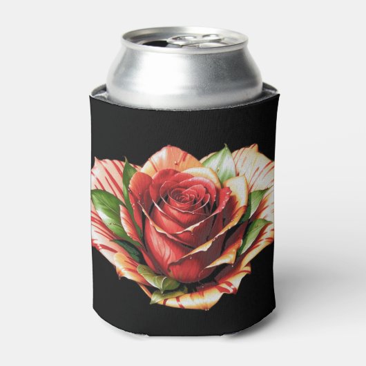 Unieke Candy Cane Roos Design Flower Blikjeskoeler (Blikje Voorkant)