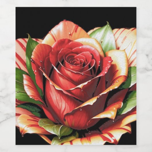 Unieke Candy Cane Roos Design Flower Wijn Etiket (Enkel label)