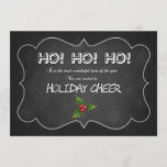 Unieke Chalkboard HO HO HO Xmas Partij Kaart<br><div class="desc">Geweldig Chalkboardscript "HO HO HO",  uitnodiging van de kerstpartij! Gebruik het gereedschap Aanpassen om je eigen info toe te voegen! Het is een sjabloon,  dus,  kunt u uw eigen afbeelding toevoegen.</div>