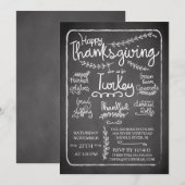 Unieke Chalkboard Thanksgiving Dinner Invitation Kaart (Voorkant / Achterkant)