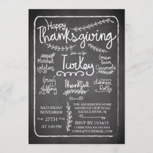 Unieke Chalkboard Thanksgiving Dinner Invitation Kaart