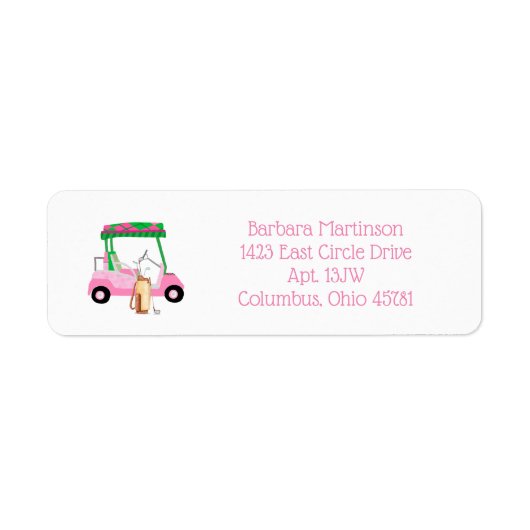 Unieke Charming Golf Cart met Clubs Monogram Etiket (Voorkant)