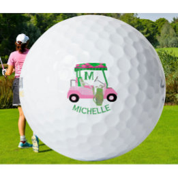 Unieke Charming Golf Cart met Clubs Monogram Golfballen