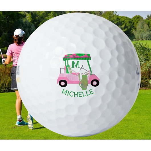 Unieke Charming Golf Cart met Clubs Monogram Golfballen
