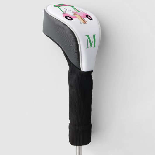 Unieke Charming Golf Cart met Clubs Monogram Golfheadcover (Schuin)