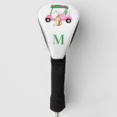 Unieke Charming Golf Cart met Clubs Monogram Golfheadcover (Voorkant)