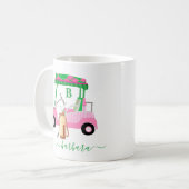 Unieke Charming Golf Cart met Clubs Monogram Koffiemok (Voorkant links)