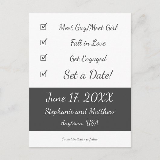 Unieke checklist sla de datum op aankondigingskaart (Voorkant)