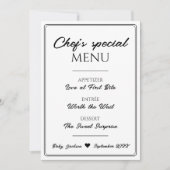 Unieke chef's speciale menu zwangerschapsaankondig (Voorkant)