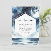 Unieke Chic Maanverlichte bruiloft Save The Date (Staand voorkant)