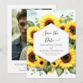 Unieke Chic Zonnebloem bruiloft Save The Date (Voorkant / Achterkant)