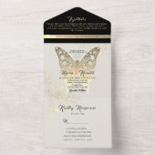 Unieke Chic zwart-wit bruiloft All In One Uitnodiging (Binnen)