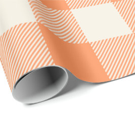 Unieke & Chique Bleekoranje & Crème Buffalo Plaid Cadeaupapier