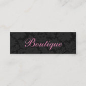 Unieke chique donkergrijze kant roze boetiek mini visitekaartje (Voorkant)