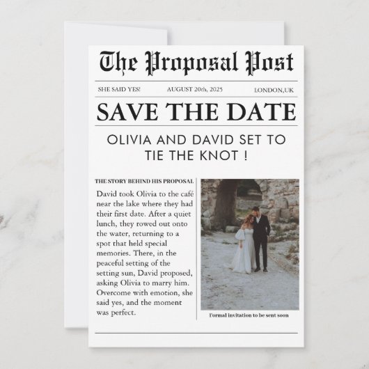 Unieke chique krant foto bruiloft opslaan van de d kaart (Voorkant)