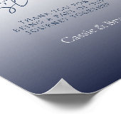 Unieke chique marine blauw bruiloft gast boek teke poster (Hoek)