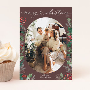 Unieke chique typografie Single Photo Xmas Kaart