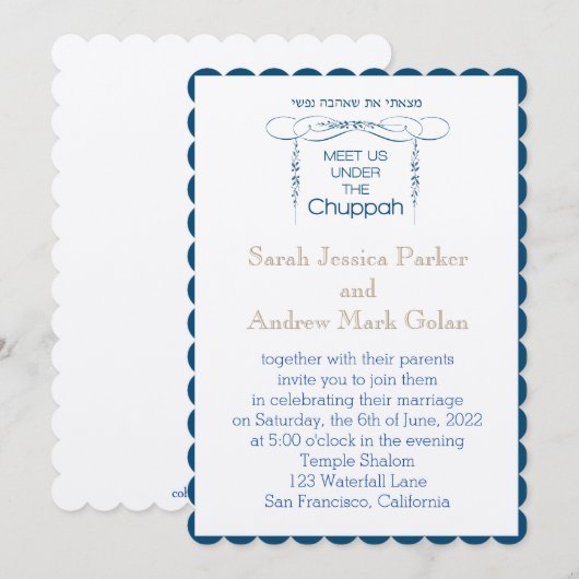 Unieke Chuppah-uitnodiging Kaart (Voorkant / Achterkant)