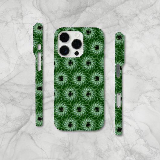 Unieke Circulaire Groene Bloem Patroon iPhone Case