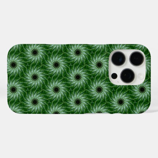 Unieke Circulaire Groene Bloem Patroon iPhone Case (Achterkant (horizontaal))