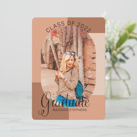 Unieke Classy Retro Curved Photo 2023-Afstuderen Aankondiging (Staand voorkant)