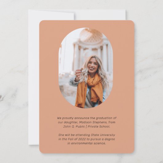 Unieke Classy Retro Curved Photo 2023-Afstuderen Aankondiging (Achterkant)