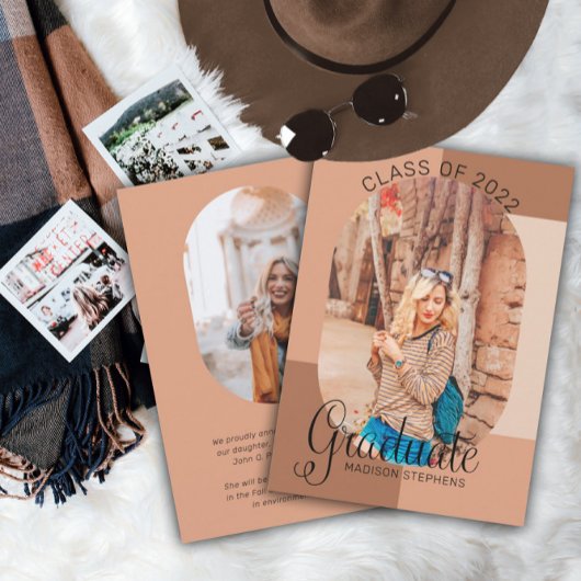 Unieke Classy Retro Curved Photo 2023-Afstuderen Aankondiging