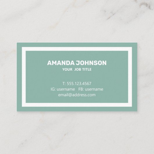 Unieke Clean Light Groen & Wit Casual Visitekaartje (Achterkant)