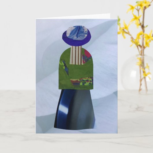 Unieke Collage Aarde Mama Blauw Blank Kaart (Gele Bloem)