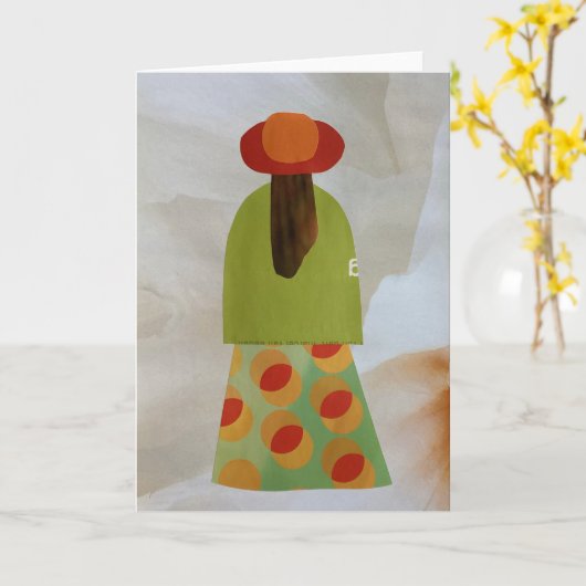 Unieke Collage Aarde Mama Maggie Blank Kaart (Gele Bloem)