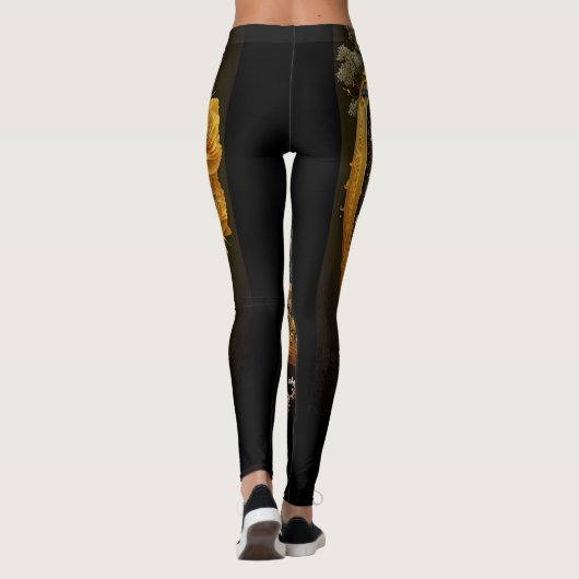 Unieke, complexe Spirituele geel- en zwarte dames Leggings (Achterkant)