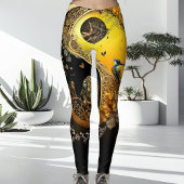 Unieke, complexe Spirituele geel- en zwarte dames Leggings