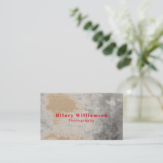 Unieke Cool Grunge Kraft Grijs Rood Fotografie Visitekaartje (Staand voorkant)