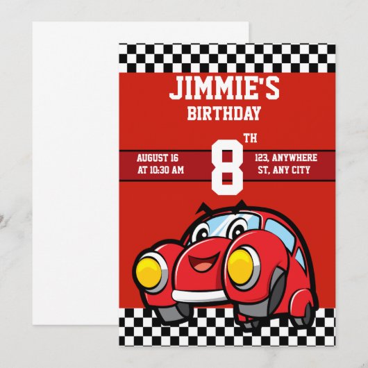 Unieke coole verjaardag uitnodiging (Voorkant / Achterkant)